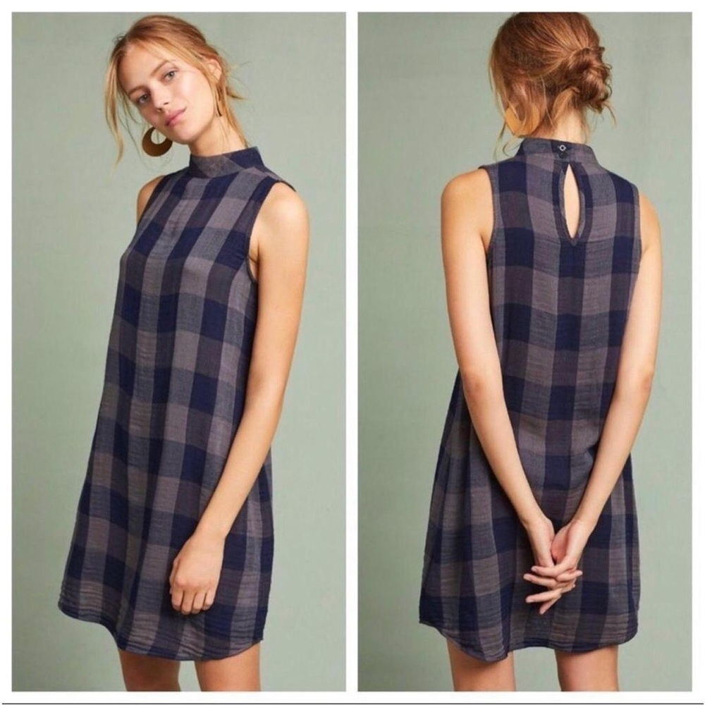 Anthropologie Cloth & Stone Plaid Swing Dress Size M